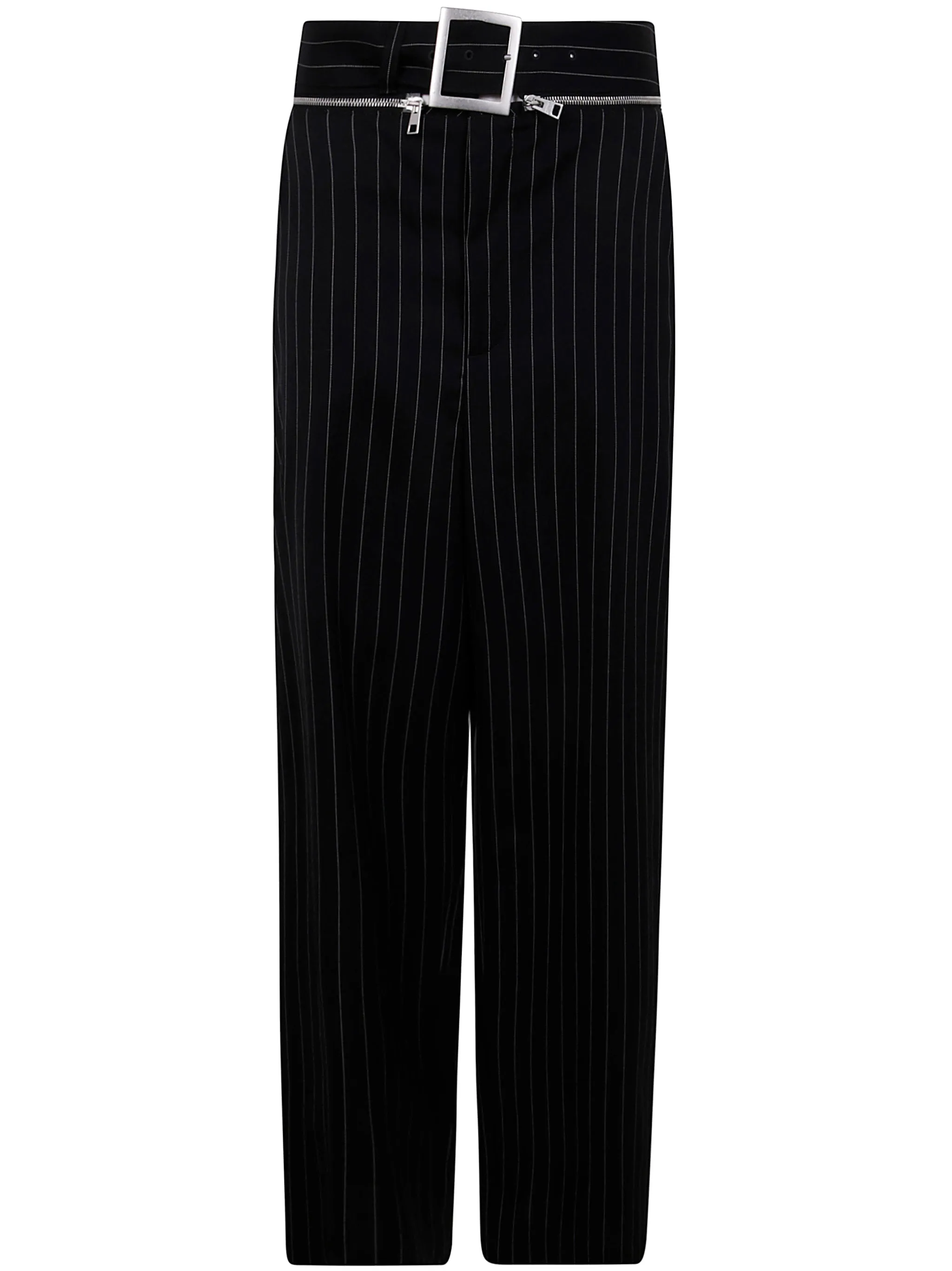 PINSTRIPE WOOL TAILORED TROUSER WITH ZIP OFF BELT sold by Lord & Taylor