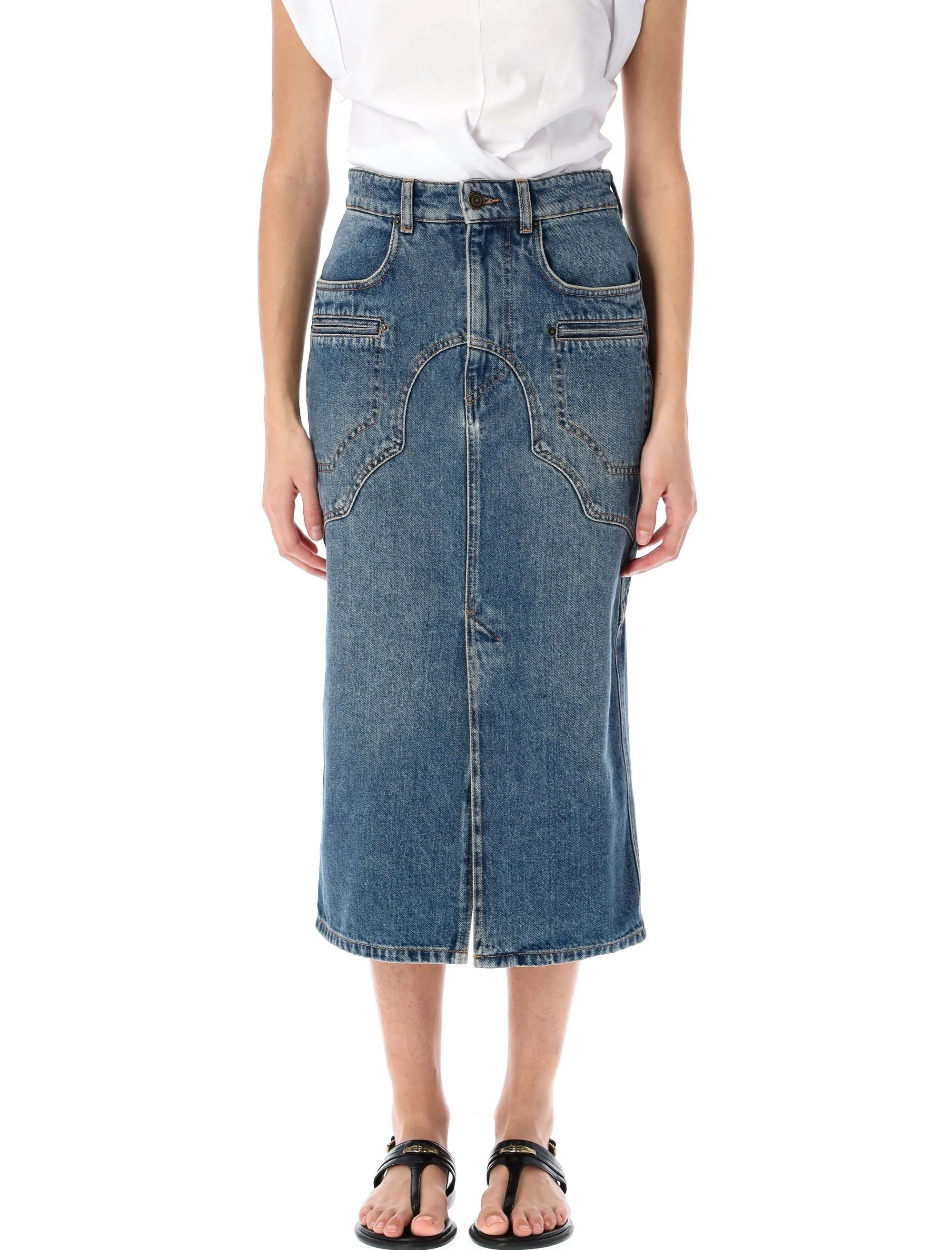 BRITT DENIM MIDI SKIRT sold by Lord & Taylor
