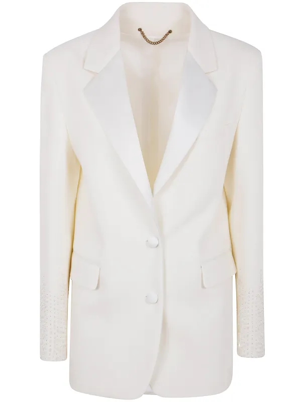 JOURNEY W`S SINGLE BREASTED OVER JACKET VISCOSE WOOL CREPE W SATIN LAPEL & BEADS EMBROIDERY sold by Lord & Taylor
