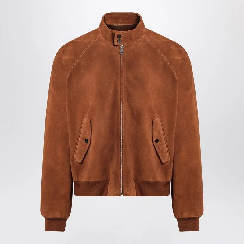 CAMEL-COLOURED SUEDE BOMBER JACKET sold by Lord & Taylor