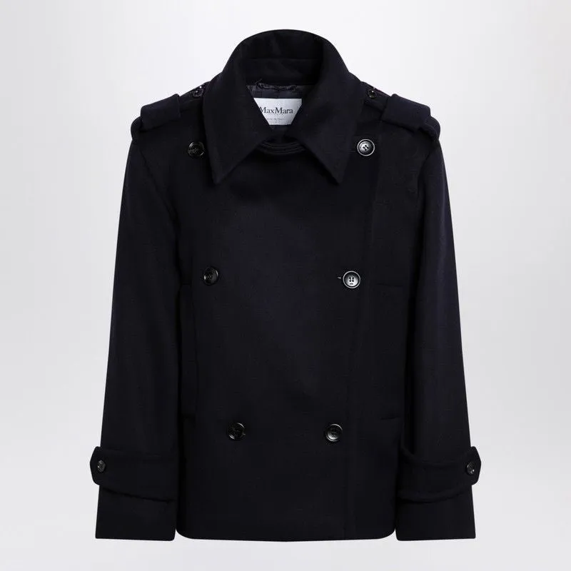 BLUE DOUBLE-BREASTED WOOL COAT sold by Lord & Taylor