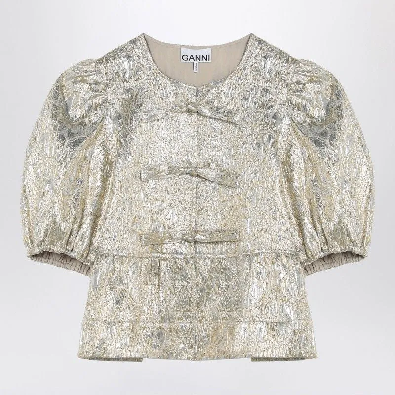 GOLD/SILVER BLOUSE WITH BOWS sold by Lord & Taylor