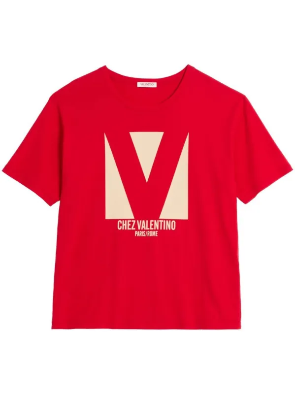 RED T-SHIRT WITH CHEZ  PRINT made by Valentino