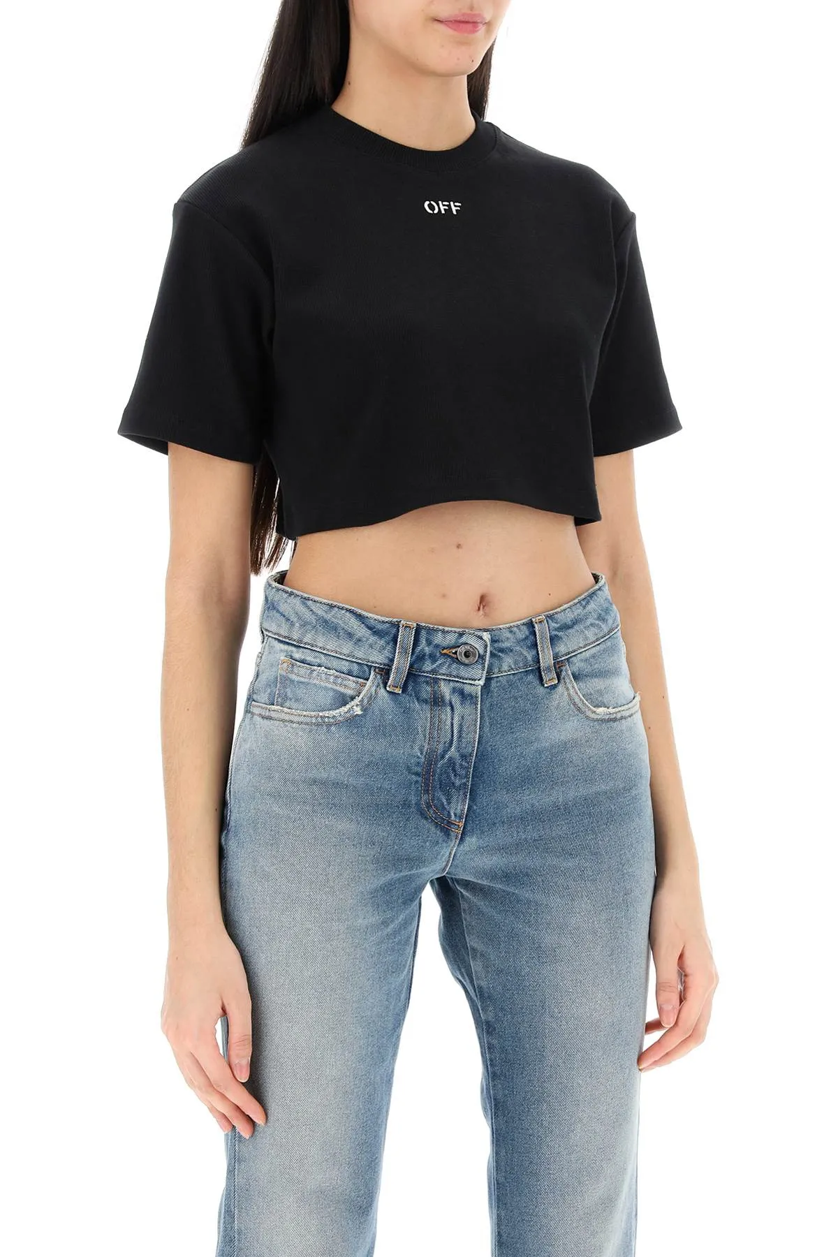 BLACK CROPPED T-SHIRT WITH LOGO sold by Lord & Taylor product image thumbnail 2
