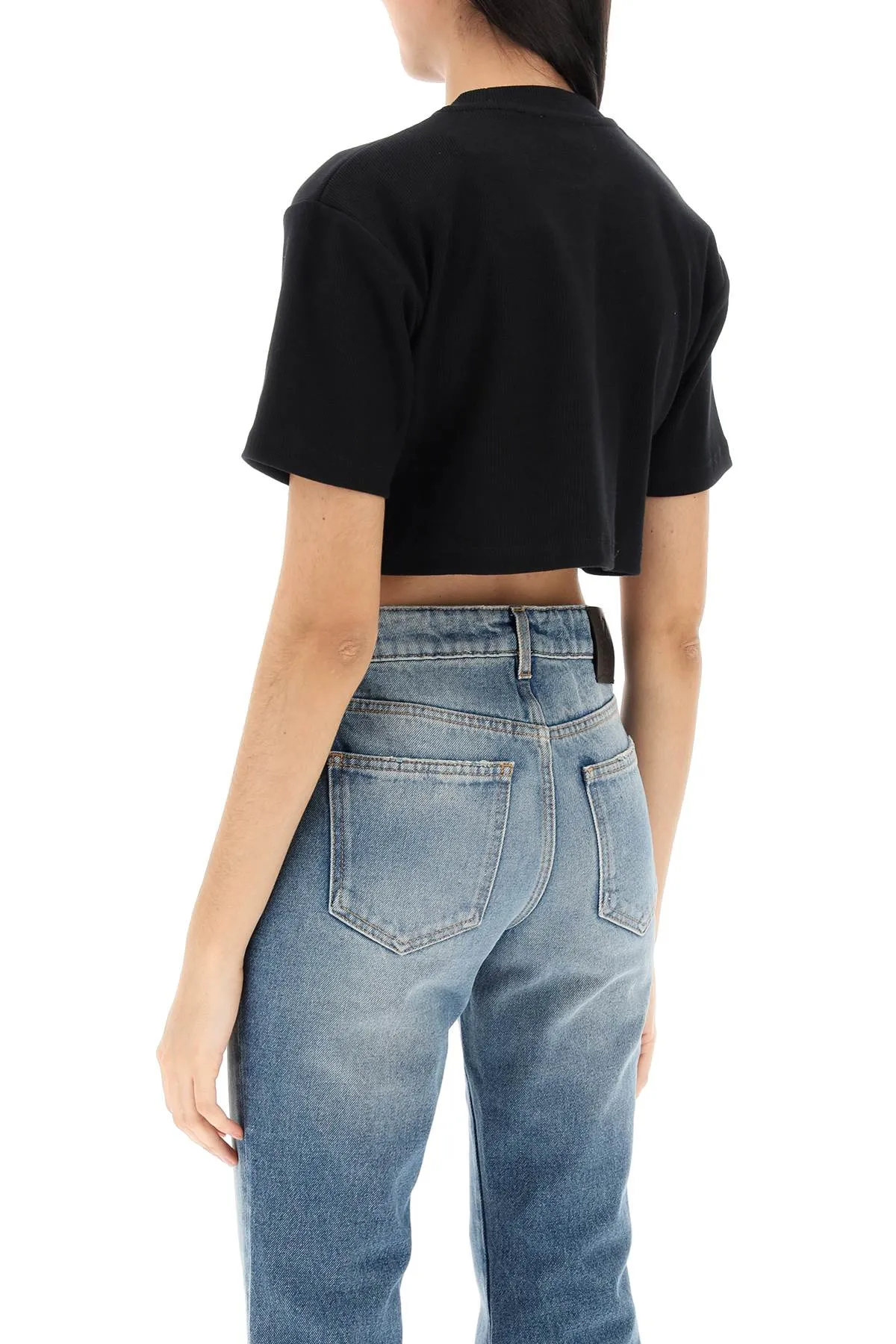 BLACK CROPPED T-SHIRT WITH LOGO sold by Lord & Taylor product image thumbnail 3