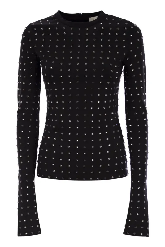 NEGUS - SCUBA JERSEY T-SHIRT WITH RHINESTONES sold by Lord & Taylor