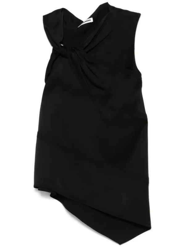SM TOP BLACK ASYMMETRIC GLOSS WITH BOW made by Jil Sander