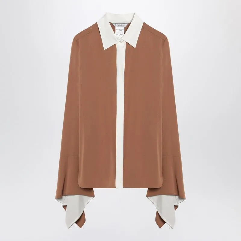 CAMEL SILK COLOUR-BLOCK SHIRT sold by Lord & Taylor