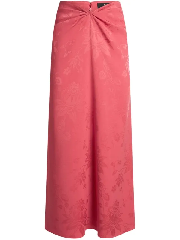LONG CORAL SKIRT WITH CORAL LEAVES sold by Lord & Taylor