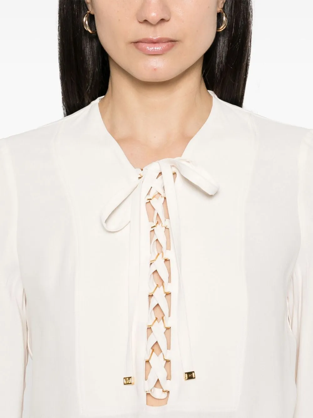 LACE UP GEORGETTE BLOUSE sold by Lord & Taylor product image thumbnail 5