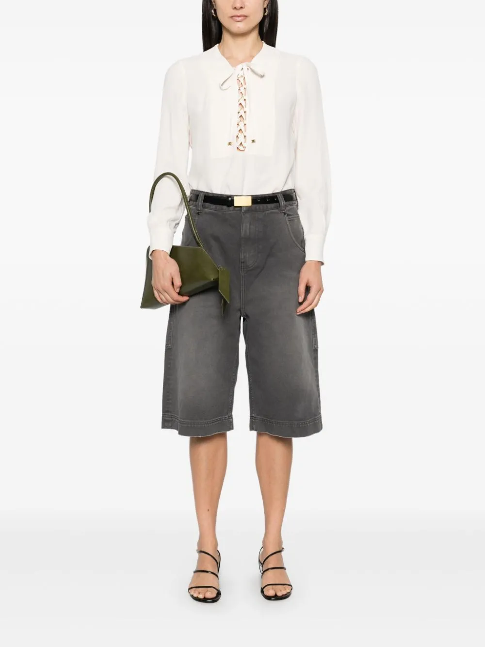 LACE UP GEORGETTE BLOUSE sold by Lord & Taylor product image thumbnail 2