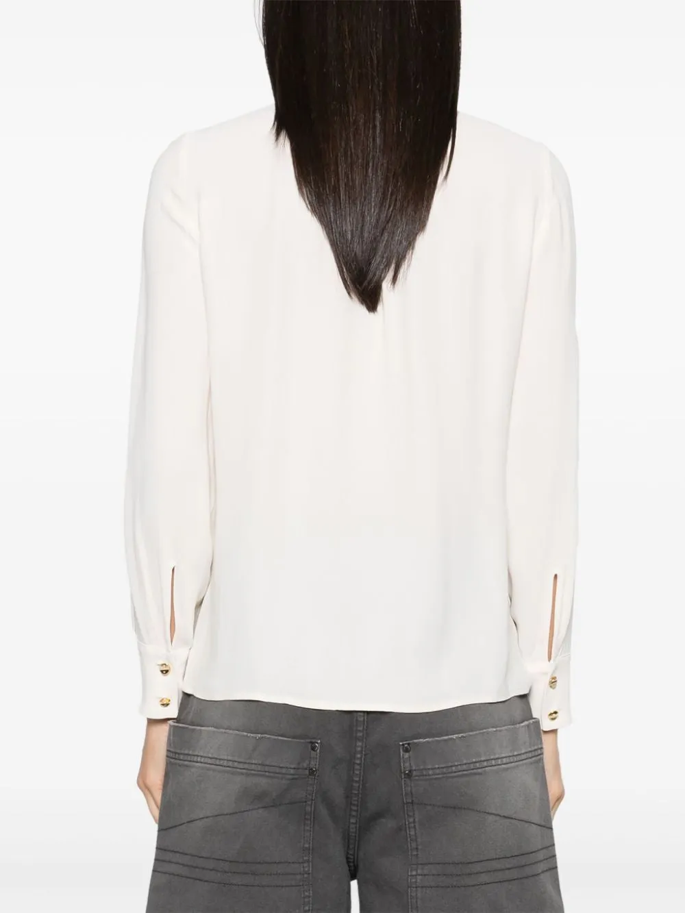 LACE UP GEORGETTE BLOUSE sold by Lord & Taylor product image thumbnail 4