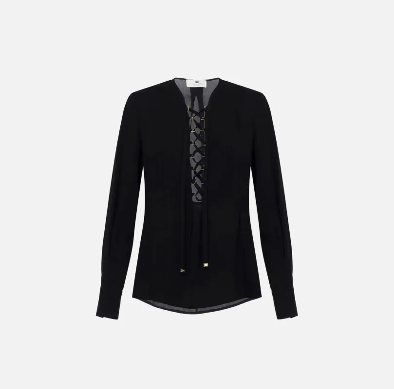 LACE UP GEORGETTE BLOUSE sold by Lord & Taylor
