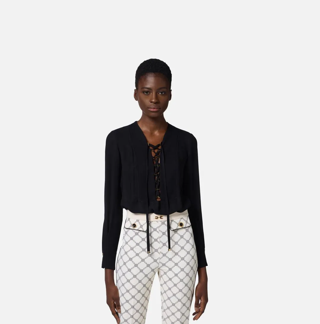 LACE UP GEORGETTE BLOUSE sold by Lord & Taylor product image thumbnail 3