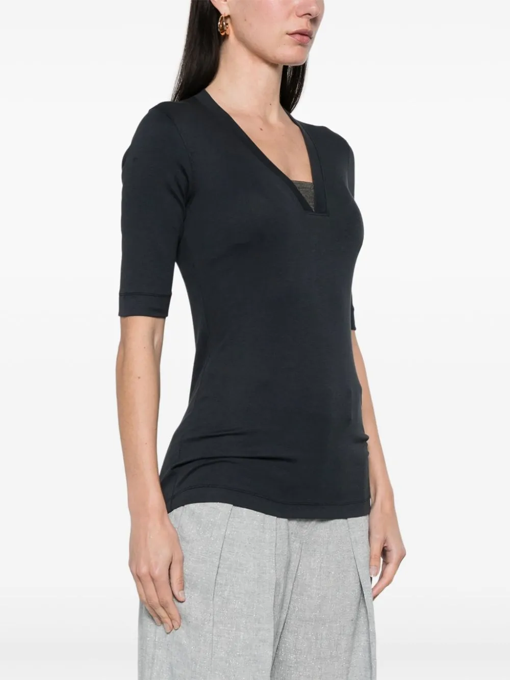 COTTON V-NECKED TOP sold by Lord & Taylor product image thumbnail 4