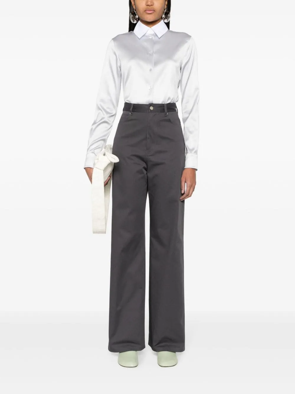 HIGH-WAISTED COTTON TROUSERS sold by Lord & Taylor product image thumbnail 4