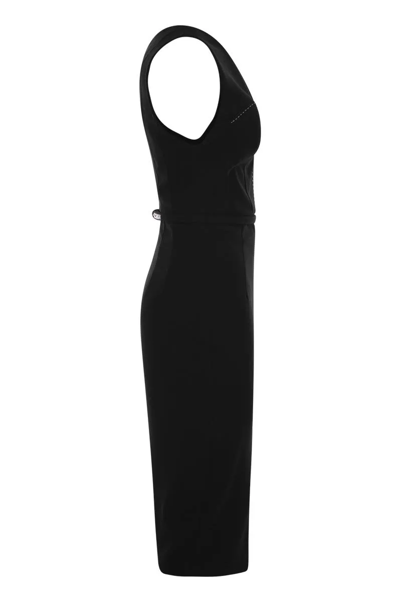 CREPE BUSTIER DRESS WITH CONTRASTING TOPSTITCHING sold by Lord & Taylor product image thumbnail 3