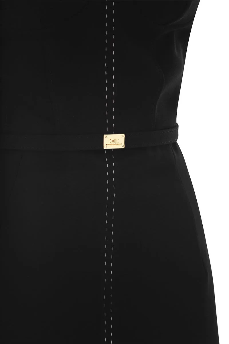 CREPE BUSTIER DRESS WITH CONTRASTING TOPSTITCHING sold by Lord & Taylor product image thumbnail 4