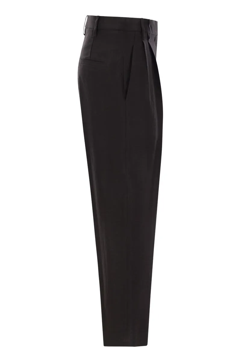 SLOUCHY TROUSERS IN VISCOSE AND LINEN FLUID TWILL WITH MONILINE sold by Lord & Taylor product image thumbnail 3