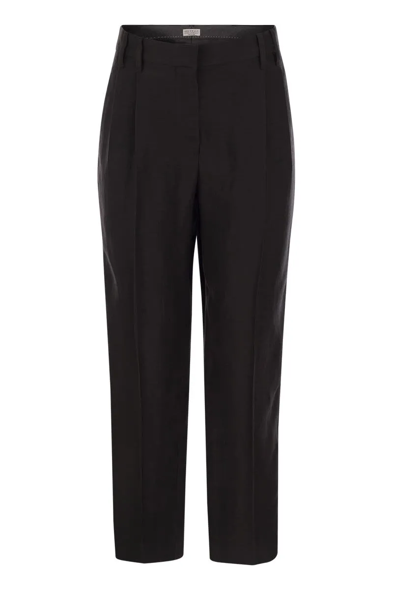SLOUCHY TROUSERS IN VISCOSE AND LINEN FLUID TWILL WITH MONILINE sold by Lord & Taylor