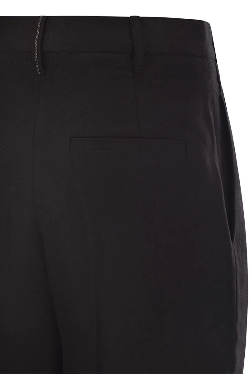 SLOUCHY TROUSERS IN VISCOSE AND LINEN FLUID TWILL WITH MONILINE sold by Lord & Taylor product image thumbnail 4