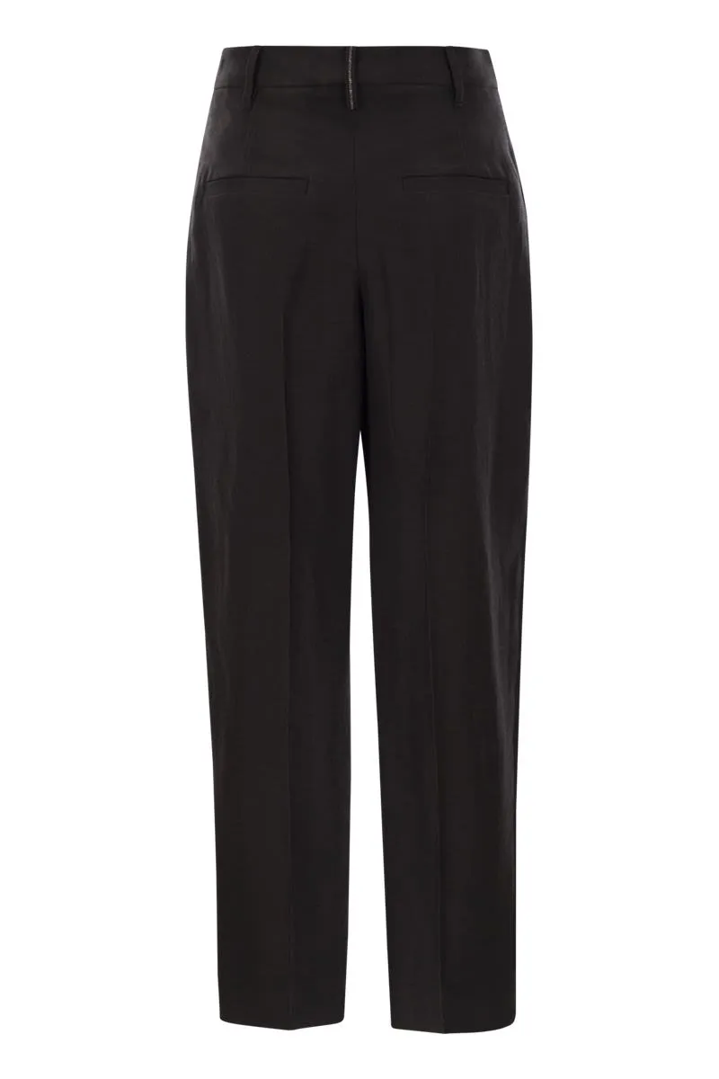 SLOUCHY TROUSERS IN VISCOSE AND LINEN FLUID TWILL WITH MONILINE sold by Lord & Taylor product image thumbnail 2
