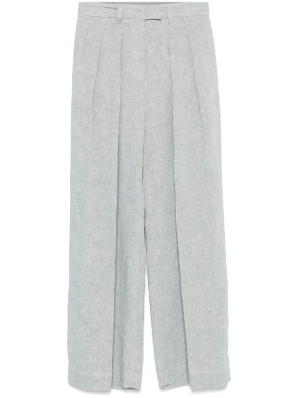 SARTORIAL WIDE TROUSERS IN SPARKLING LINEN CANVAS made by Brunello Cucinelli