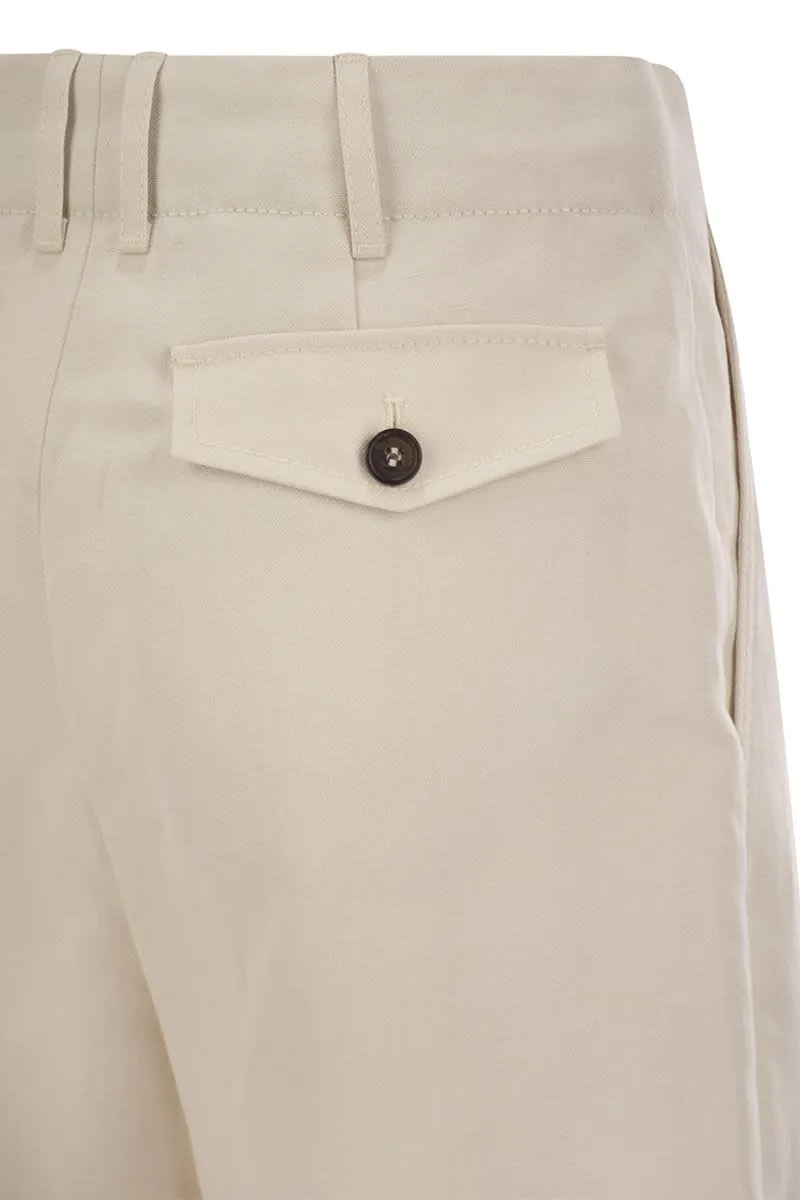 PLEATED CHINO TROUSERS IN COTTON CANVAS AND LINEN sold by Lord & Taylor product image thumbnail 4