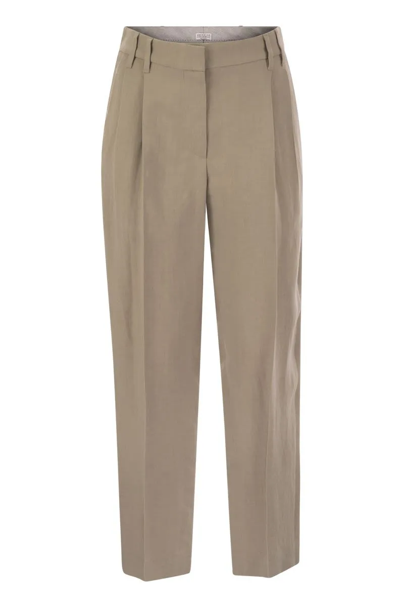 SLOUCHY TROUSERS IN VISCOSE AND LINEN FLUID TWILL WITH MONILINE sold by Lord & Taylor