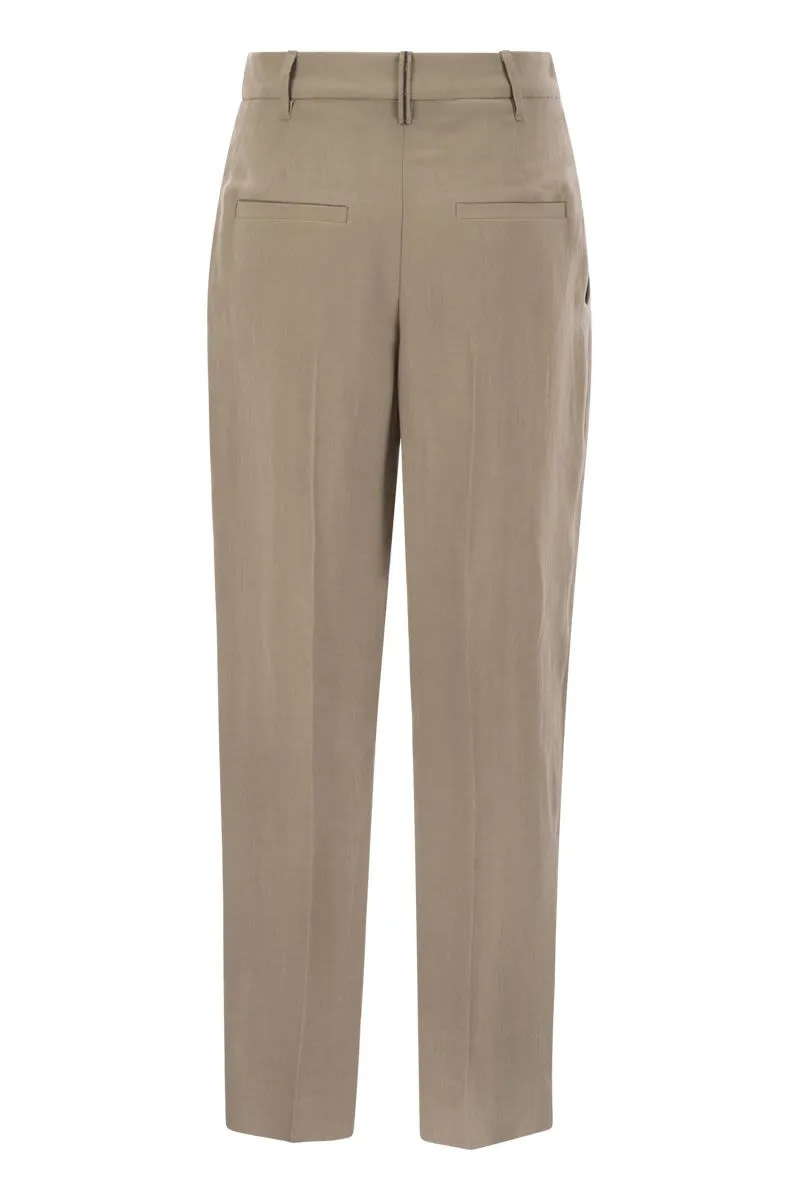 SLOUCHY TROUSERS IN VISCOSE AND LINEN FLUID TWILL WITH MONILINE sold by Lord & Taylor product image thumbnail 2
