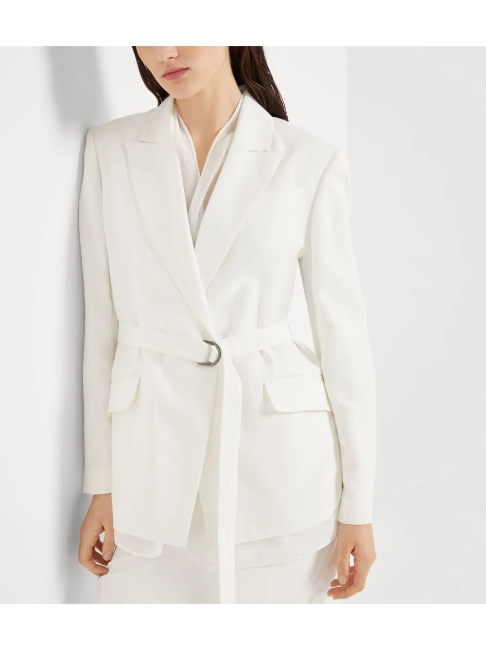 FLUID VISCOSE AND LINEN TWILL JACKET WITH BELT AND NECKLACE sold by Lord & Taylor product image thumbnail 2