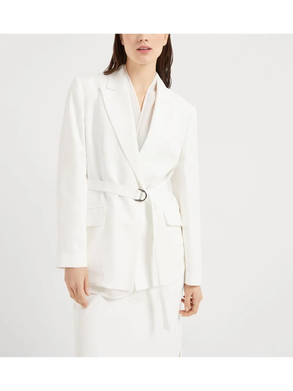 FLUID VISCOSE AND LINEN TWILL JACKET WITH BELT AND NECKLACE sold by Lord & Taylor product image thumbnail 5