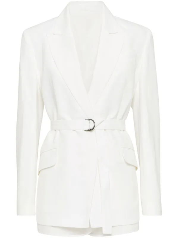 FLUID VISCOSE AND LINEN TWILL JACKET WITH BELT AND NECKLACE made by Brunello Cucinelli