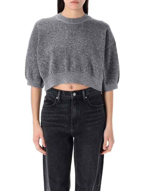 LOGO-EMBOSSED HIGH-FREQUENCY CROPPED SWEATER sold by Lord & Taylor