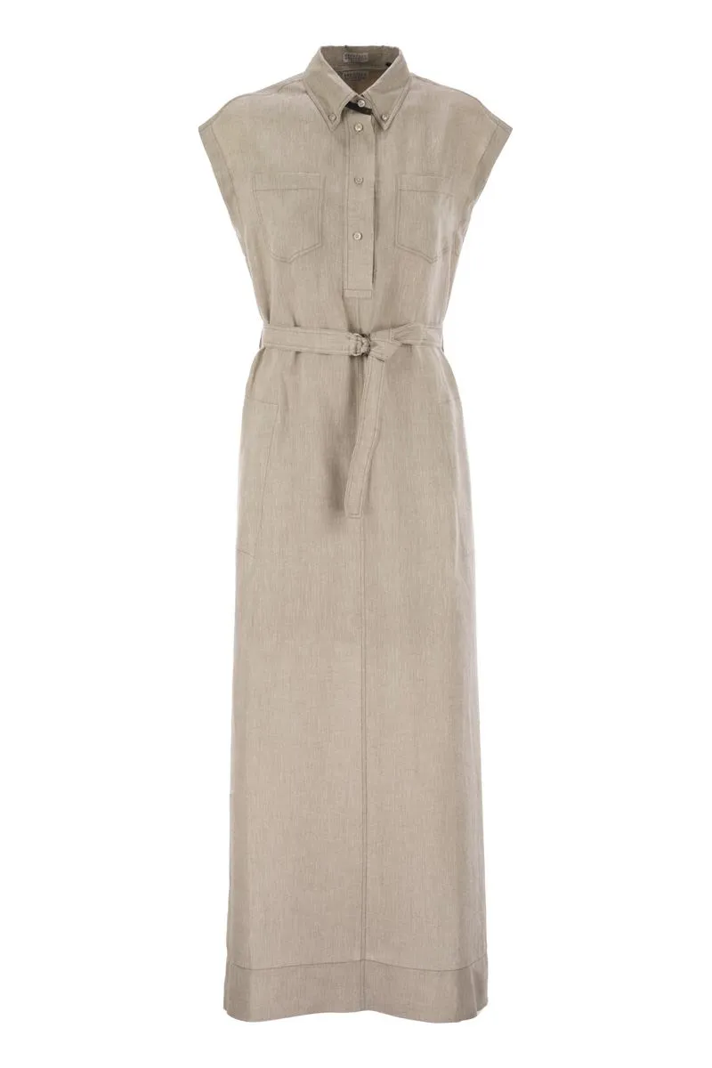 DRESS IN LINEN WITH SHINY COLLAR sold by Lord & Taylor