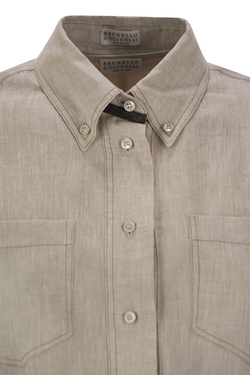 DRESS IN LINEN WITH SHINY COLLAR sold by Lord & Taylor product image thumbnail 4