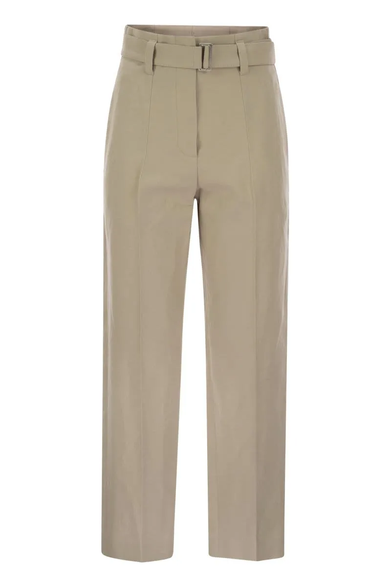 COTTON LINEN CANVAS CORSET CIGARETTE TROUSERS WITH JEWELLERY sold by Lord & Taylor