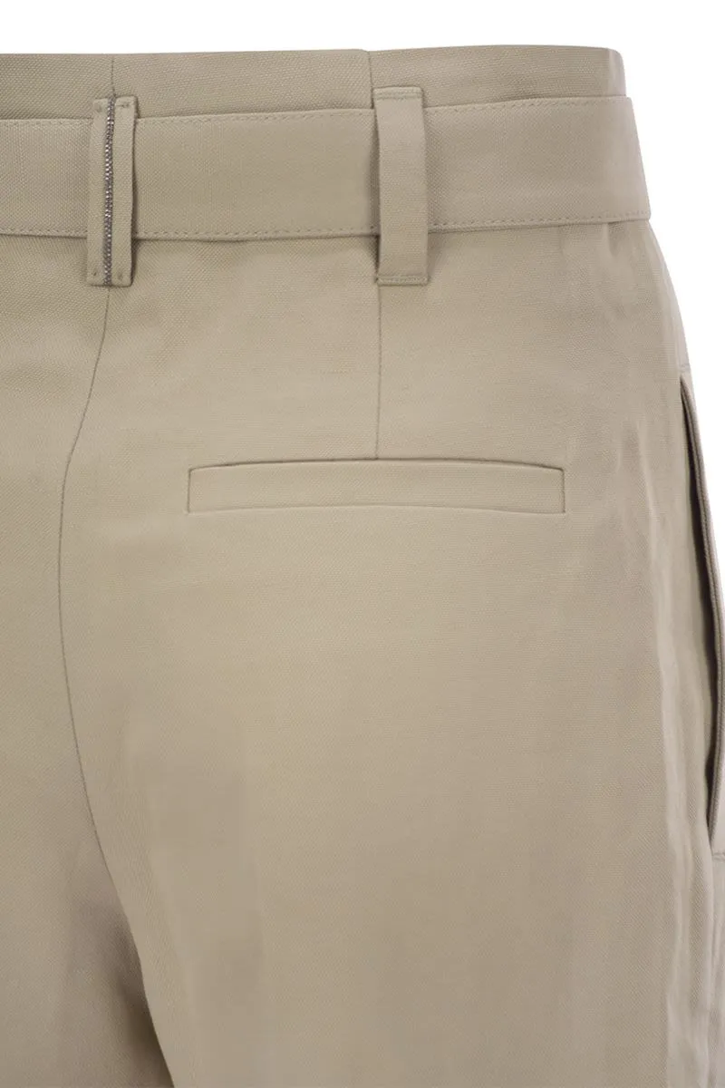 COTTON LINEN CANVAS CORSET CIGARETTE TROUSERS WITH JEWELLERY sold by Lord & Taylor product image thumbnail 4
