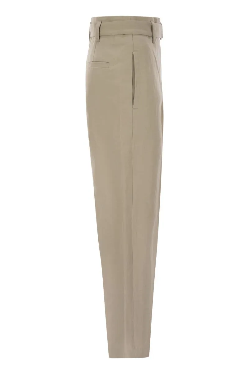 COTTON LINEN CANVAS CORSET CIGARETTE TROUSERS WITH JEWELLERY sold by Lord & Taylor product image thumbnail 3