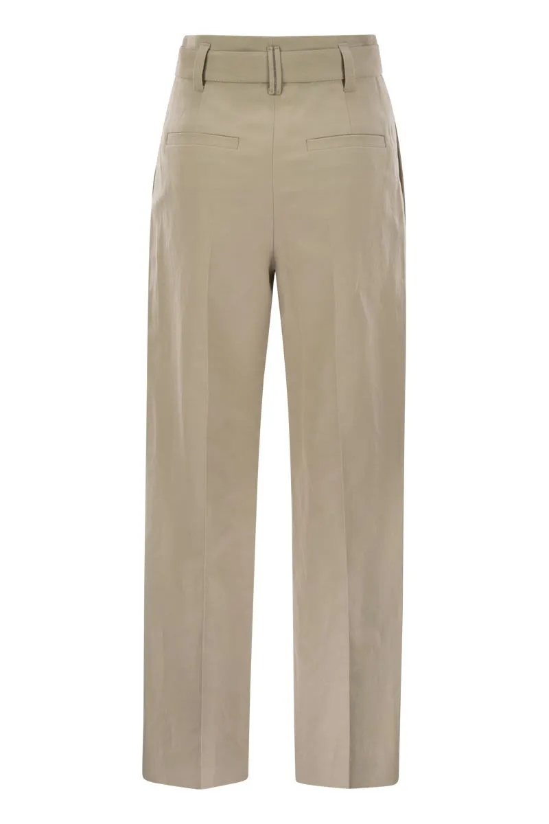 COTTON LINEN CANVAS CORSET CIGARETTE TROUSERS WITH JEWELLERY sold by Lord & Taylor product image thumbnail 2
