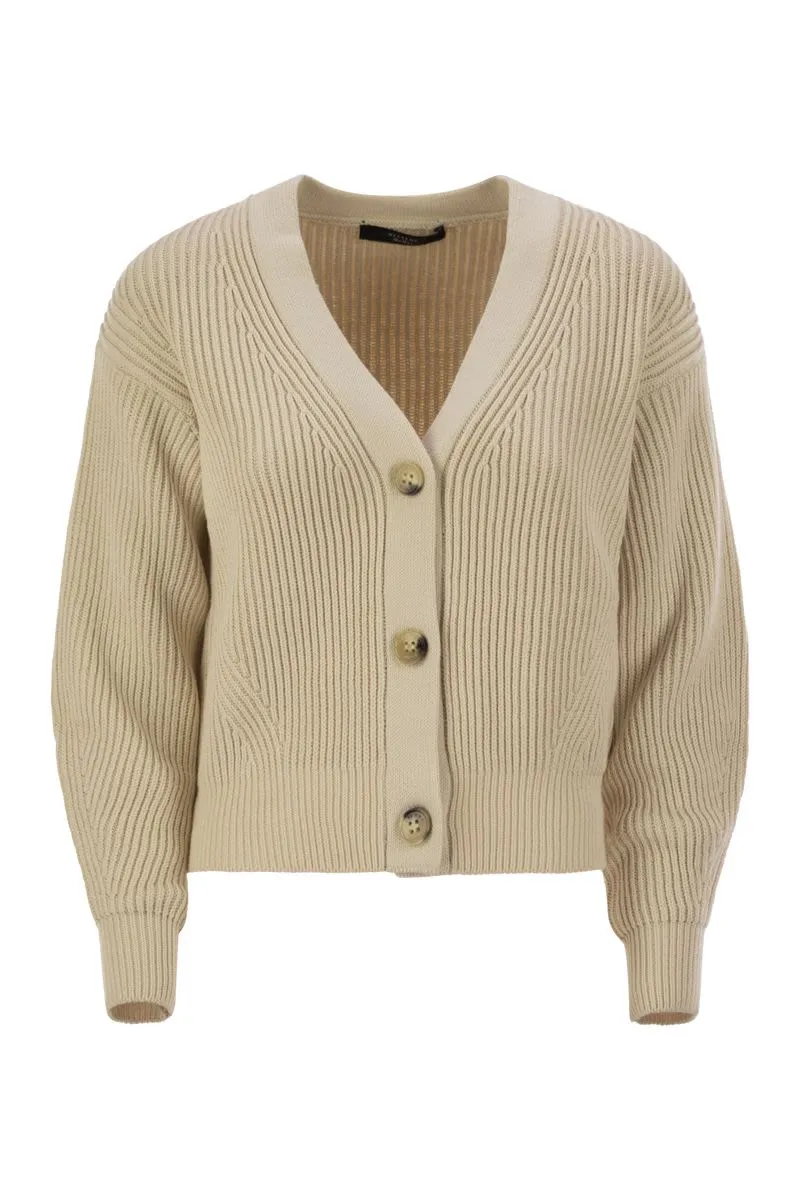 NIRVANA - RIBBED COTTON YARN CARDIGAN sold by Lord & Taylor