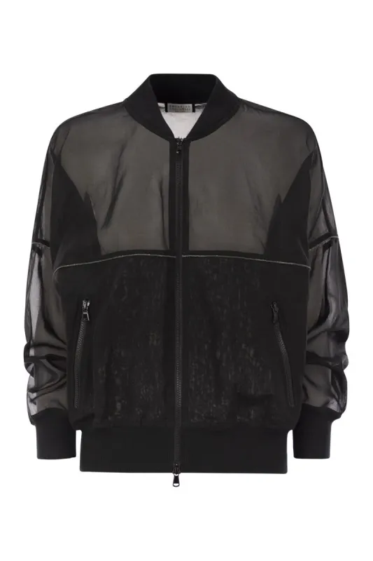 COTTON ORGANZA BOMBER JACKET WITH SHINY TRIMS sold by Lord & Taylor