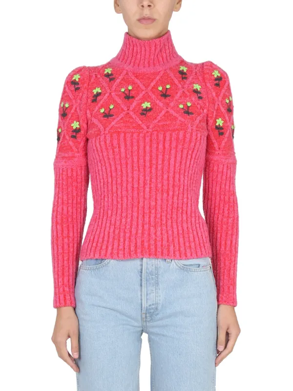 JERSEY WITH FLORAL EMBROIDERY made by Cormio