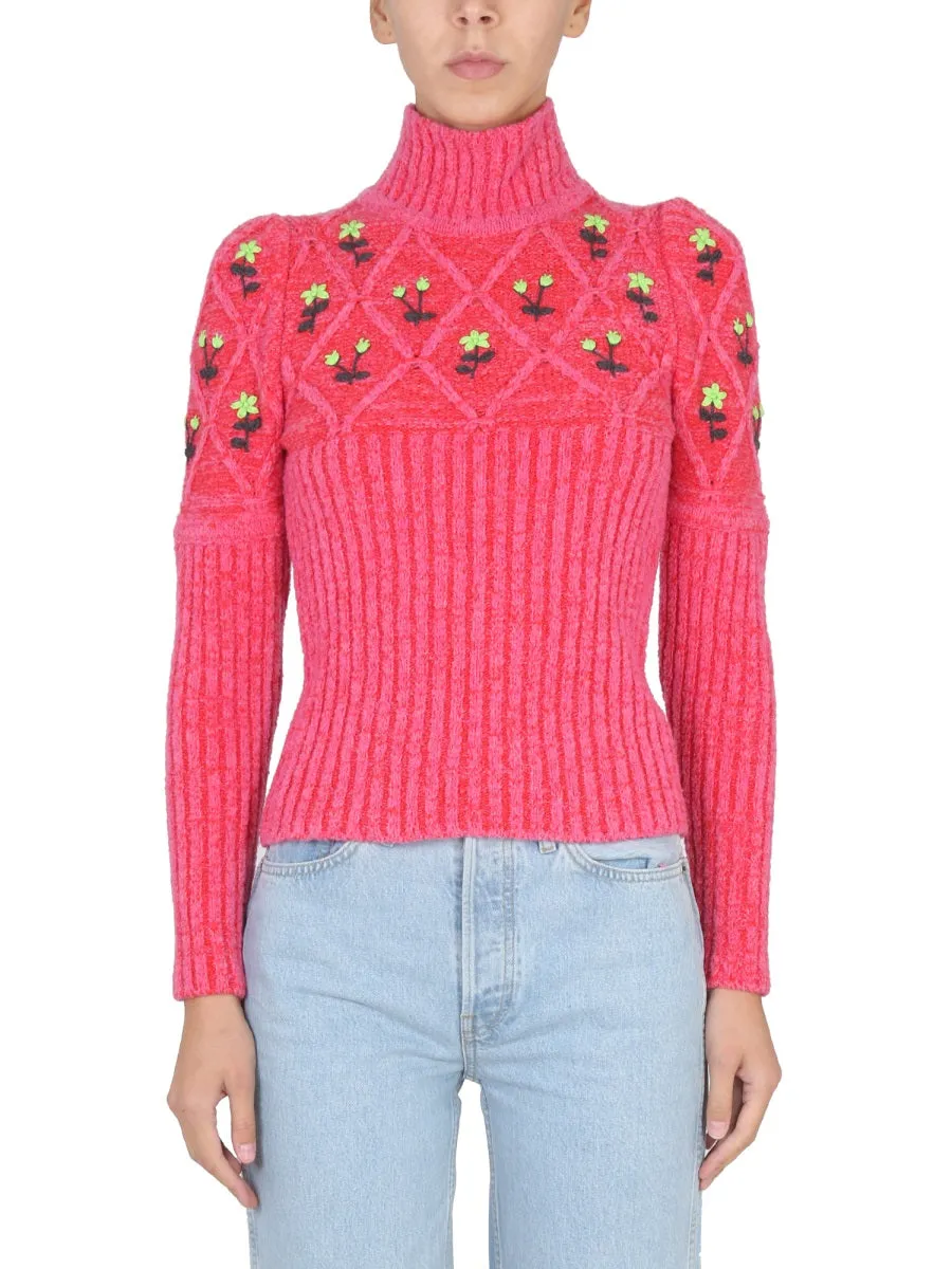 JERSEY WITH FLORAL EMBROIDERY sold by Lord & Taylor