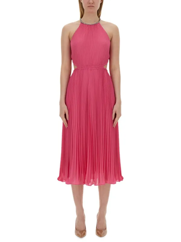 PLEATED GEORGETTE DRESS WITH CUT-OUT DETAILS sold by Lord & Taylor