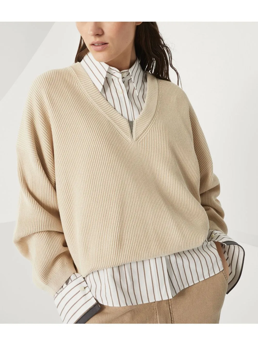 COTTON V-NECKED SWEATER sold by Lord & Taylor product image thumbnail 4