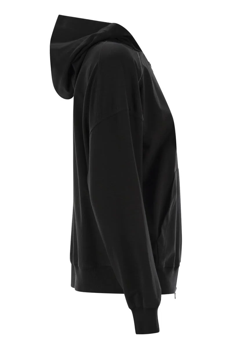 LIGHTWEIGHT STRETCH COTTON FLEECE TOPWEAR WITH ZIP, HOOD AND SHINY TRIMS sold by Lord & Taylor product image thumbnail 3