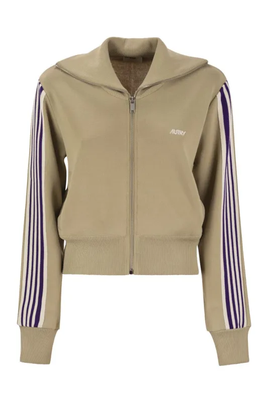 KNITTED TENNIS-STYLE ZIP SWEATSHIRT sold by Lord & Taylor