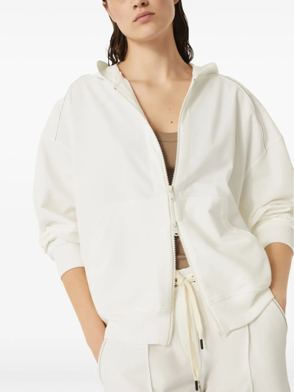 LIGHTWEIGHT STRETCH COTTON FLEECE TOPWEAR WITH ZIP, HOOD AND SHINY TRIMS sold by Lord & Taylor product image thumbnail 5