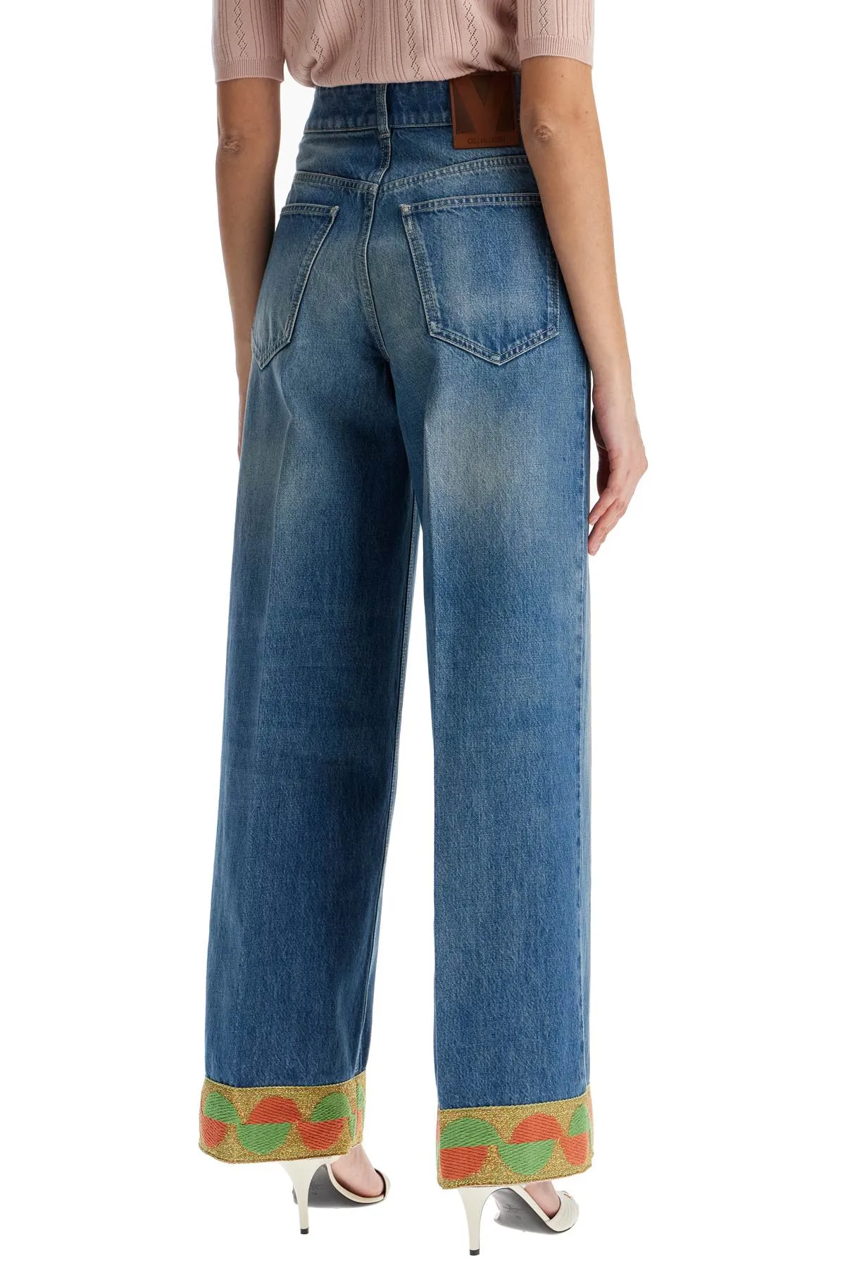 BLUE WASHED JEANS WITH JACQUARD BOTTOMS sold by Lord & Taylor product image thumbnail 3